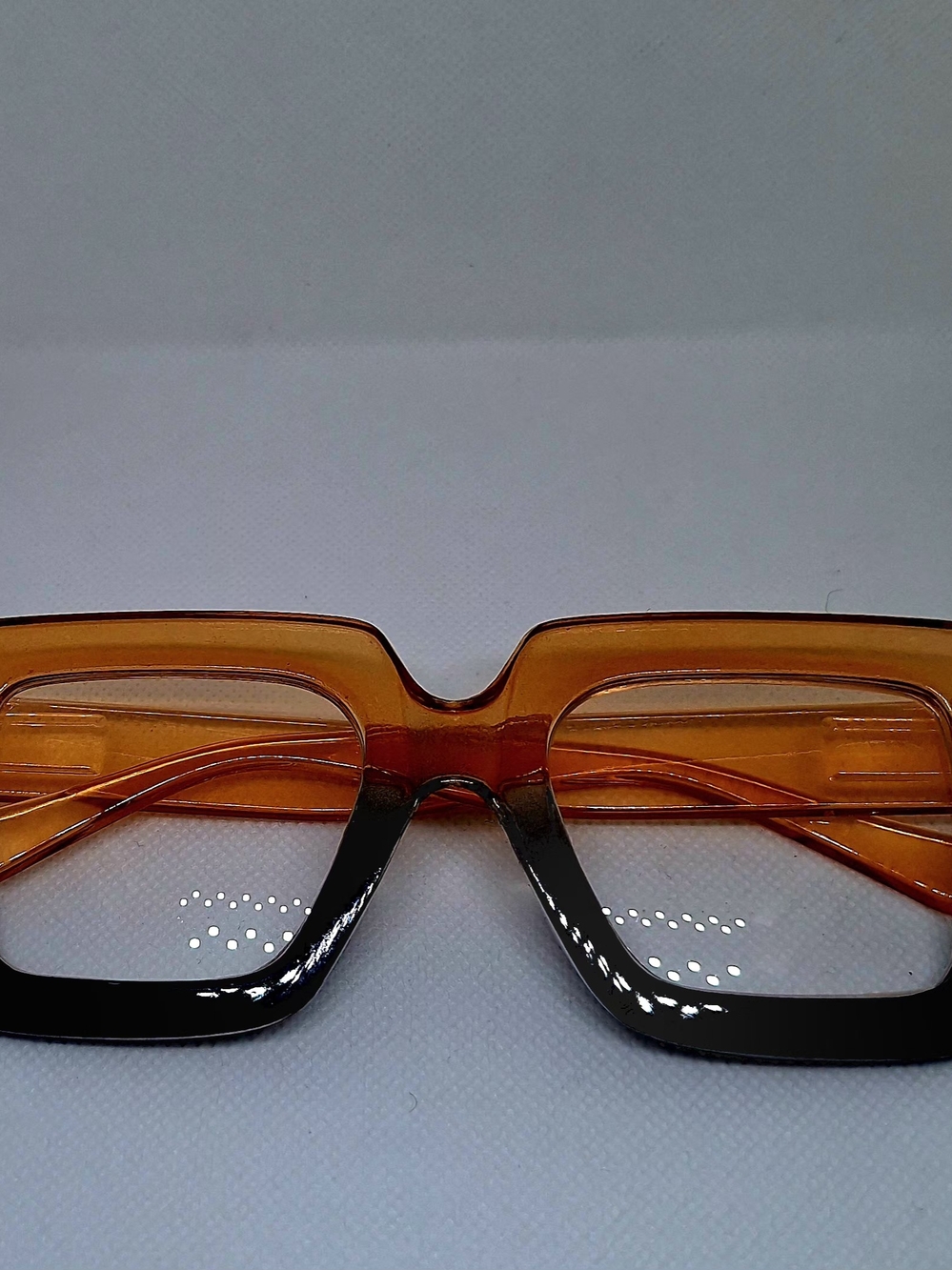 Stylish Two-Tone Amber and Black Rectangle Sunglasses